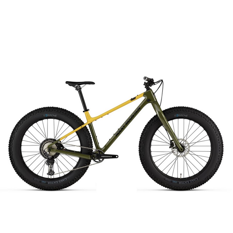 VÉLO FATBIKE ROCKY MOUNTAIN VERT ET JAUNE EN CARBONE