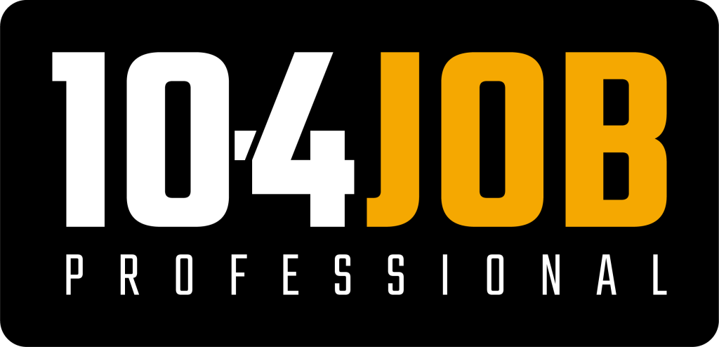 Le texte en gras indique « 10:4 JOB » avec « 10:4 » en blanc et « JOB » en jaune, au-dessus du mot « PROFESSIONAL » en lettres majuscules blanches, le tout sur fond noir.