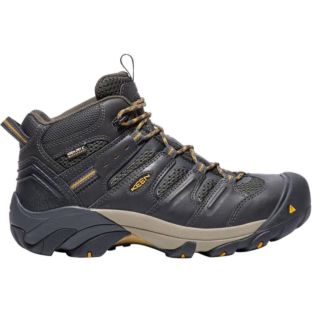 KEEN Men's Lansing Mid Waterproof RAVEN/TWANY OLIVE PROFIL DROIT