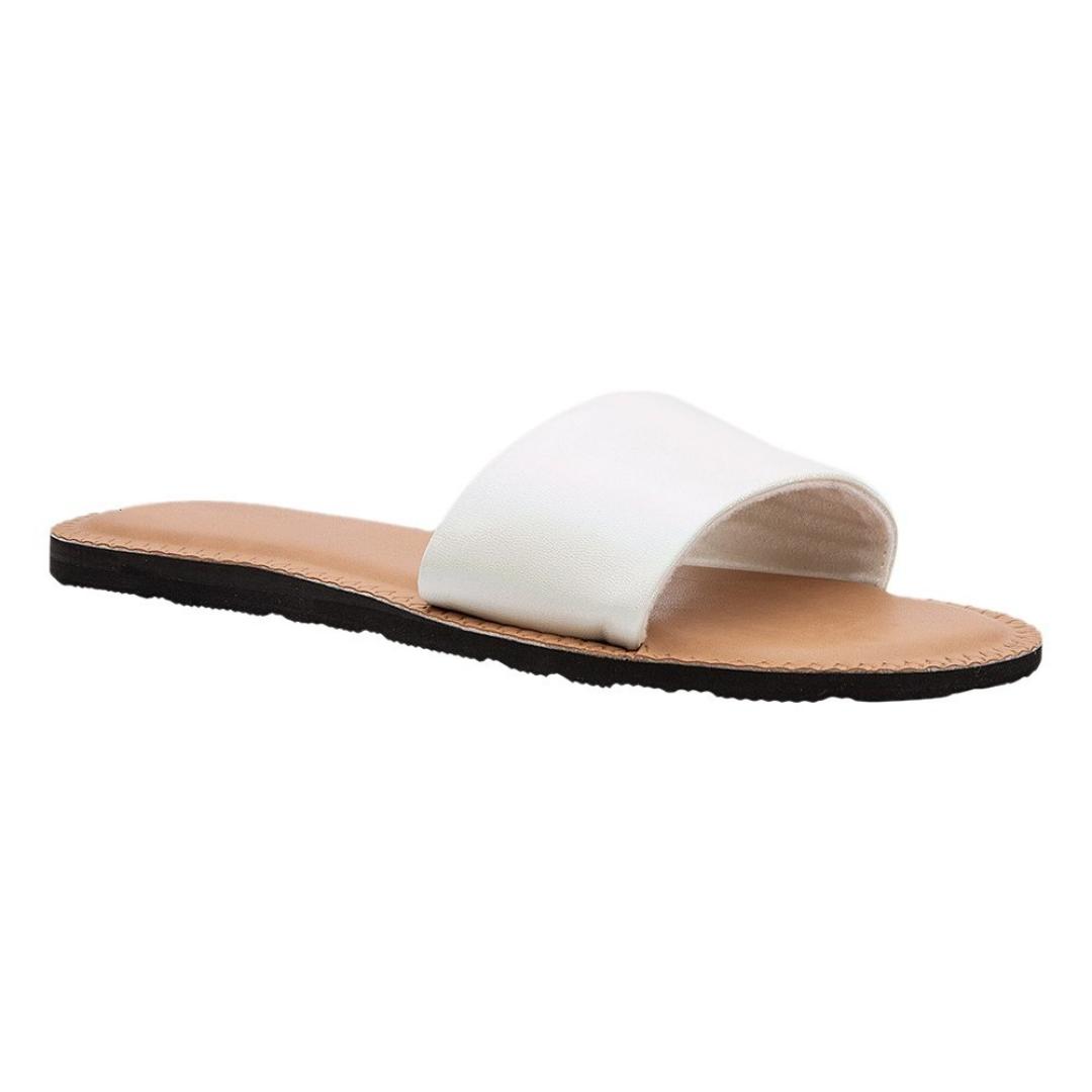 sandale volcom simple slide pour femme couleur glow profil droit de la sandale droite avec cuir synthétique