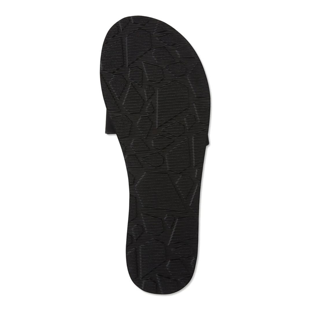sandale volcom simple slide pour femme couleur black vue de la semelle d'usure noire