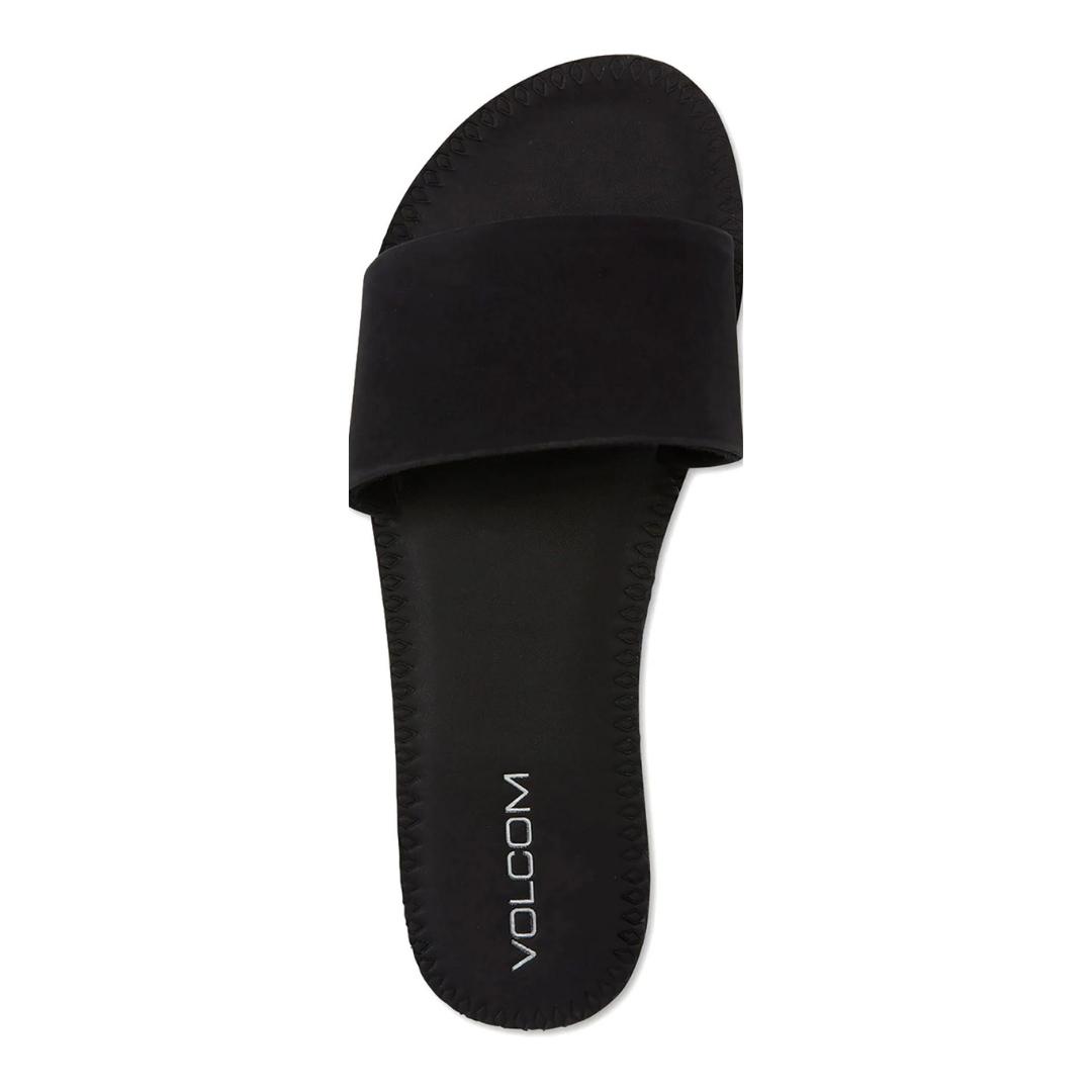sandale volcom simple slide pour femme couleur black vue du dessus de la sandale doublure rembourrée pour plus de confort