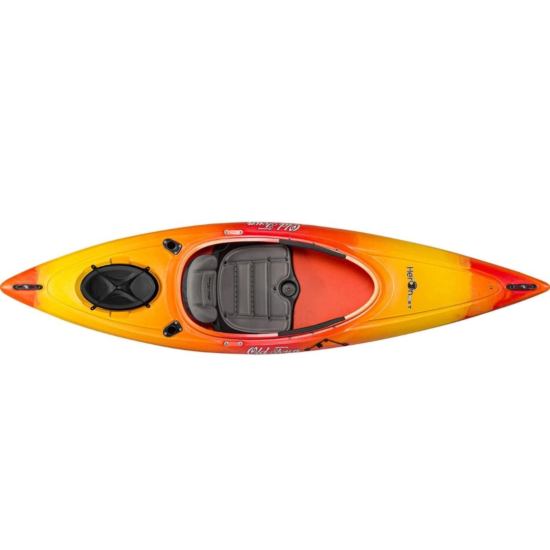 kayak old town heron 9xt couleur sunrise vu du dessus du kayak