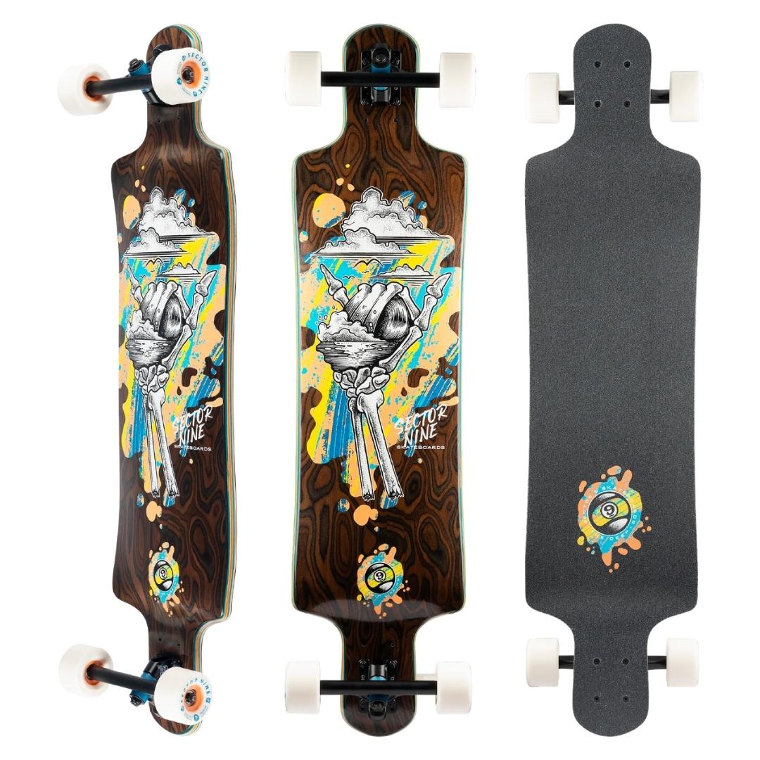 LONGBOARD SECTOR 9 FAULT LINE CURL(39.5X9.75") VUE DE DESSUS DESSOUS ET DE BIAIS