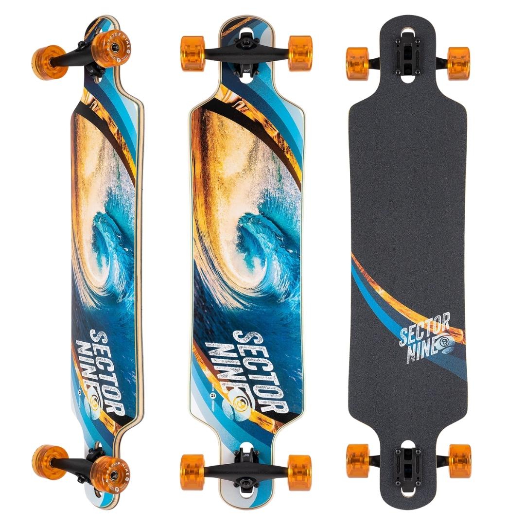 LONGBOARD SECTOR 9 MERIDIAN SWIRL VUE DE FACE DE DOS ET DE BIAIS