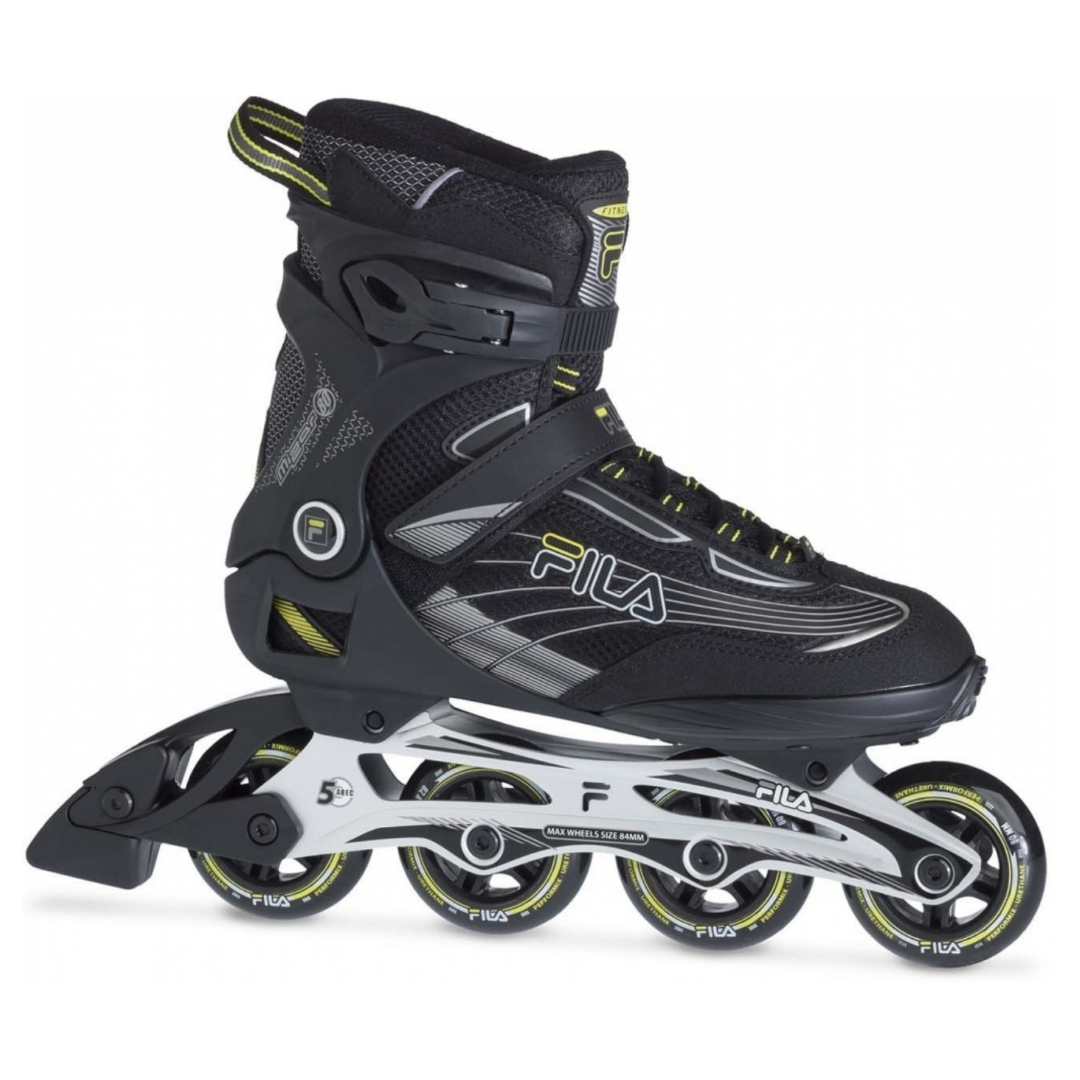 patin à roues alignées fila mizar 80 pour homme couleur black lime vue de profil du patin droit