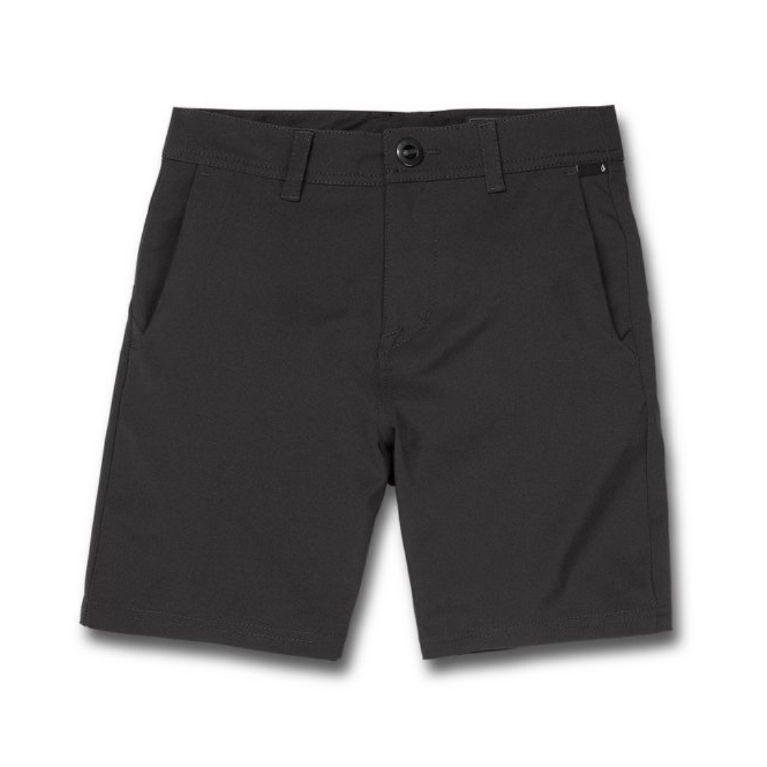 short hybride volcom frickin cross shred static pour garçon couleur black out vue de face du short à passants