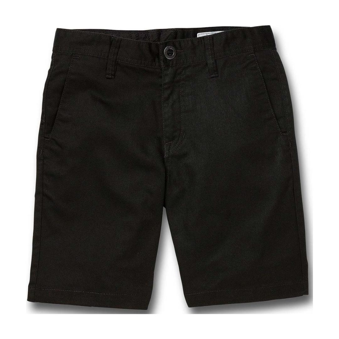 PANTALON COURT VOLCOM FRICKIN CHINO POUR PETIT GARÇONCOULEUR BLK-BLACK VUE DE FACE DU SHORT À PASSANT