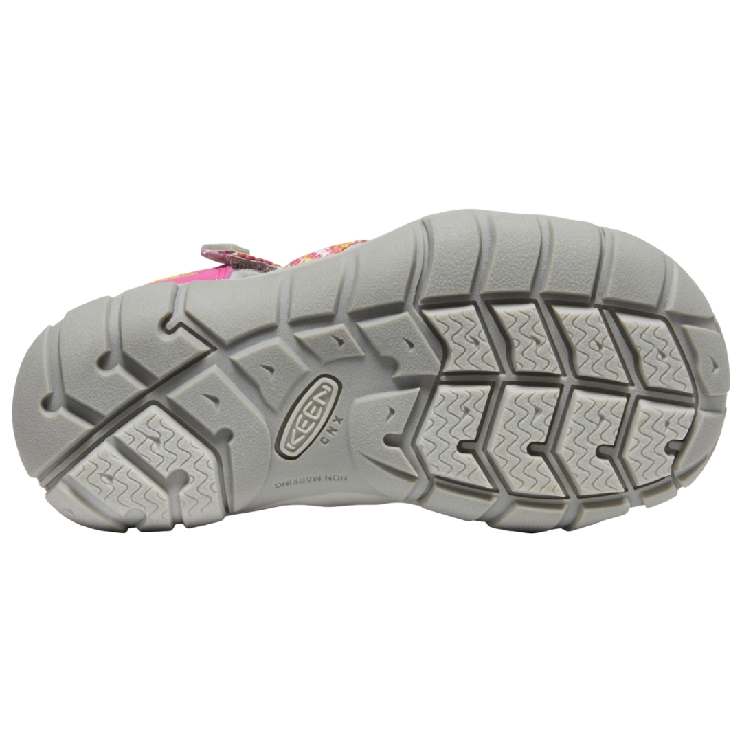 sandale keen seacamp ii cnx pour enfant couleur multi/keen yellow vue de la semelle d'usure de la sandale