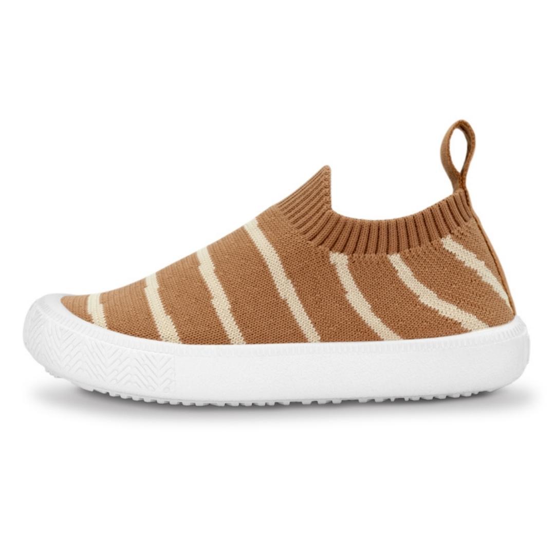 SOULIERS D'EAU JAN & JUL Graphic Knit COULEUR kHAKI sTRIPES PROFIL GAUCHE SOULIER GAUCHE