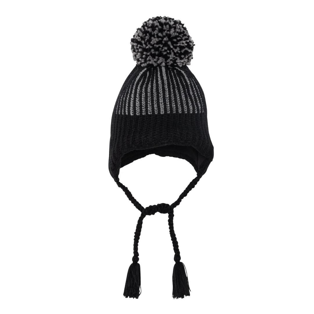 TUQUE À OREILLES DEUX PAR DEUX EN TRICOT POUR ENFANT COULEUR ANTHRACITE