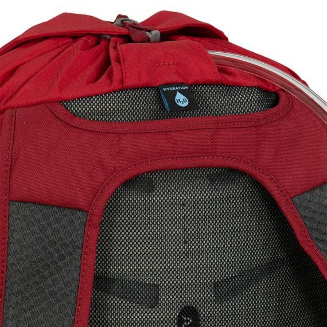 SAC À DOS OSPREY DAYLITE CINTRÉ VU DE DOS AVEC LA POCHETTE RÉSERVOIR INTERNE