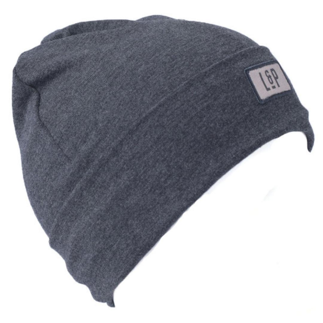 TUQUE L & p APPAREL BOSTON EN COTON POUR BÉBÉ/ENFANT COULEUR GRIS CHARCOAL VUE DE L'AVANT TUQUE REPLIÉE