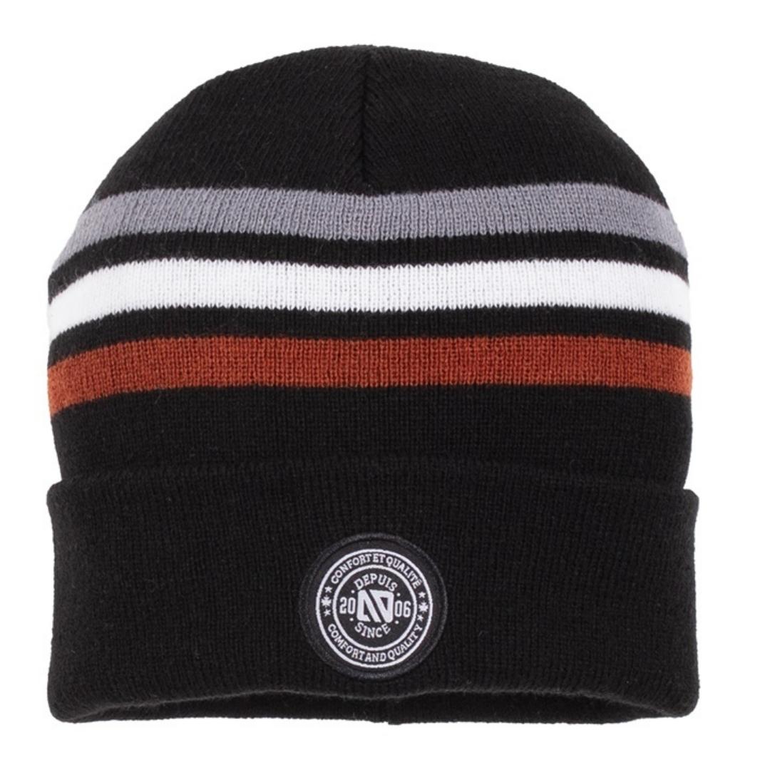 Bonnet Tricoté Unisexe 2 Pièces - Bonnet D'hiver Chaud Pour Enfant, Avec Broderie, Noir Et Blanc