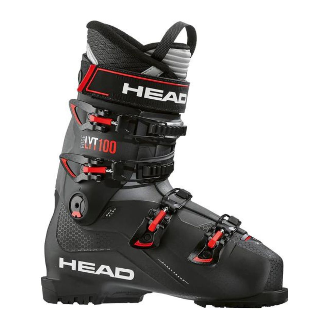 BOTTE DE SKI APLIN HEAD EDGE LYT 100 POUR HOMME COULEUR BLACK VUE DU PROFIL DROIT DE LA BOTTE DROITE A 4 ATTACHES À RATCHET