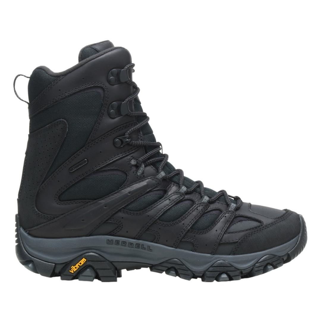BOTTE D'HIVER MERRELL MOAB 3 THERMO XTREME WATERPROOF POUR HOMME COULEUR BLACK VUE DU PROFIL DROIT DE LA BOTTE DROITE