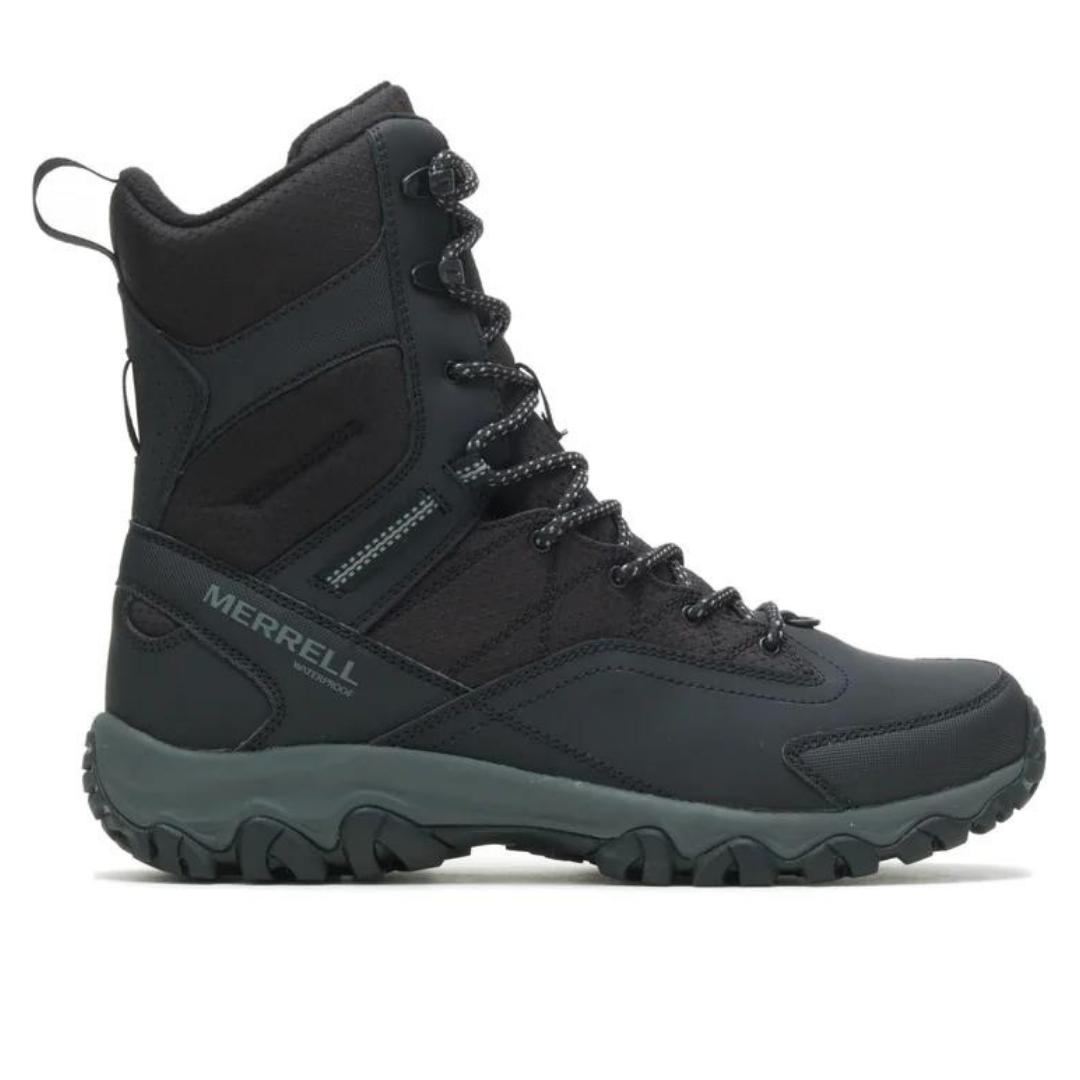 BOTTE D'HIVER MERRELL THERMO AKITA TALL WATERPROOF POUR HOMME couleur black vue du profil droit de la botte droite