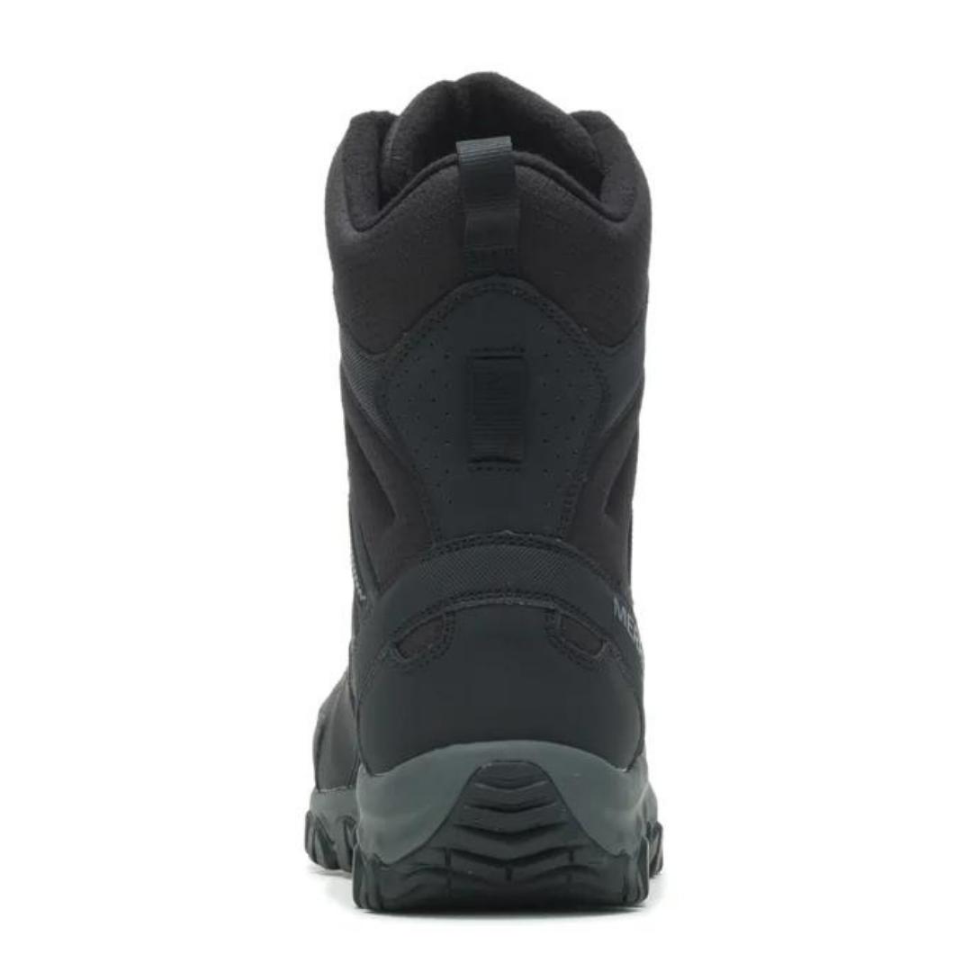 BOTTE D'HIVER MERRELL THERMO AKITA TALL WATERPROOF POUR HOMME couleur black vue de l'arrière de la botte droite avec languette de tirage