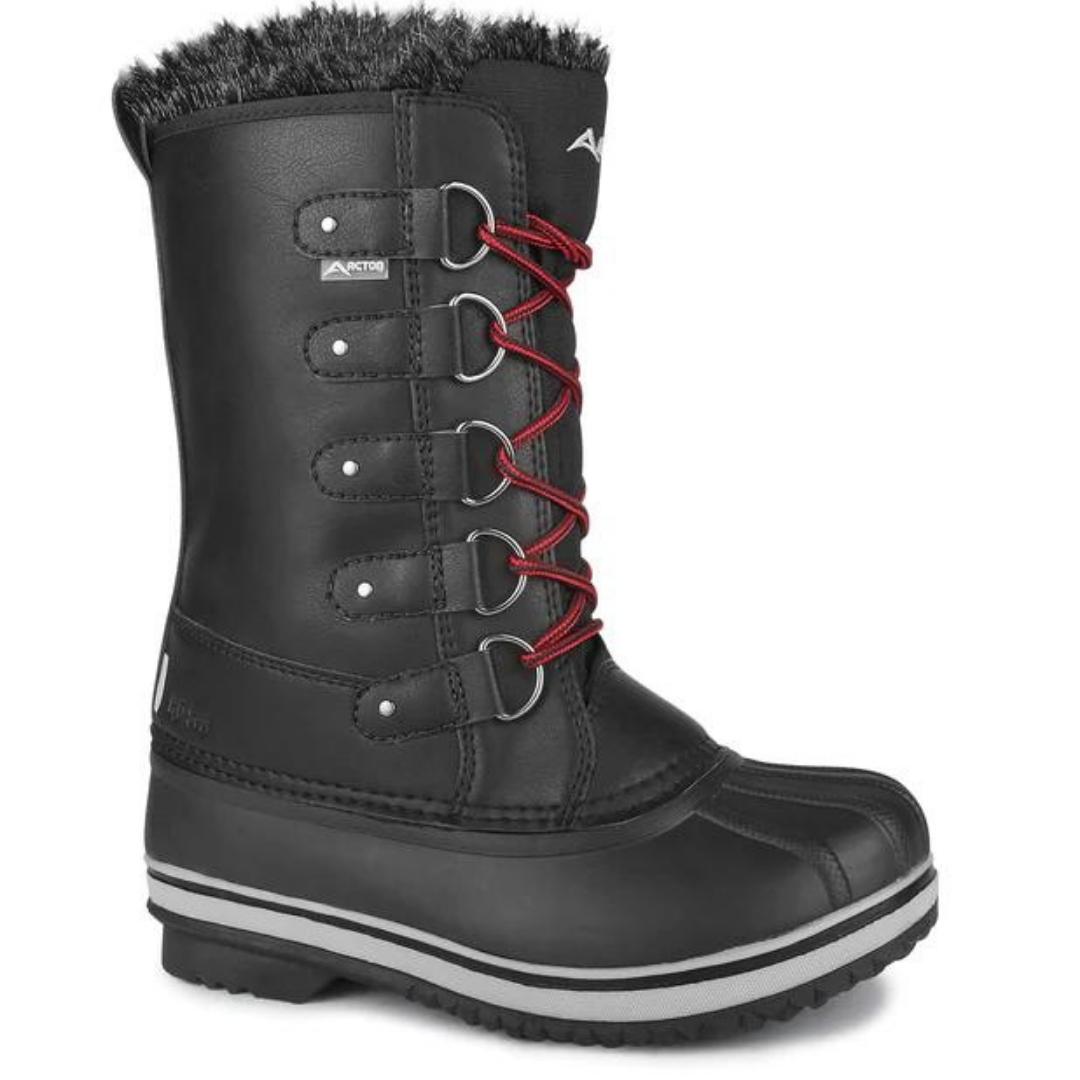 BOTTE D'HIVER ACTON CAROLYN POUR FEMME couleur w10-black vue de la botte de profil/avant avec col en fausse fourrure