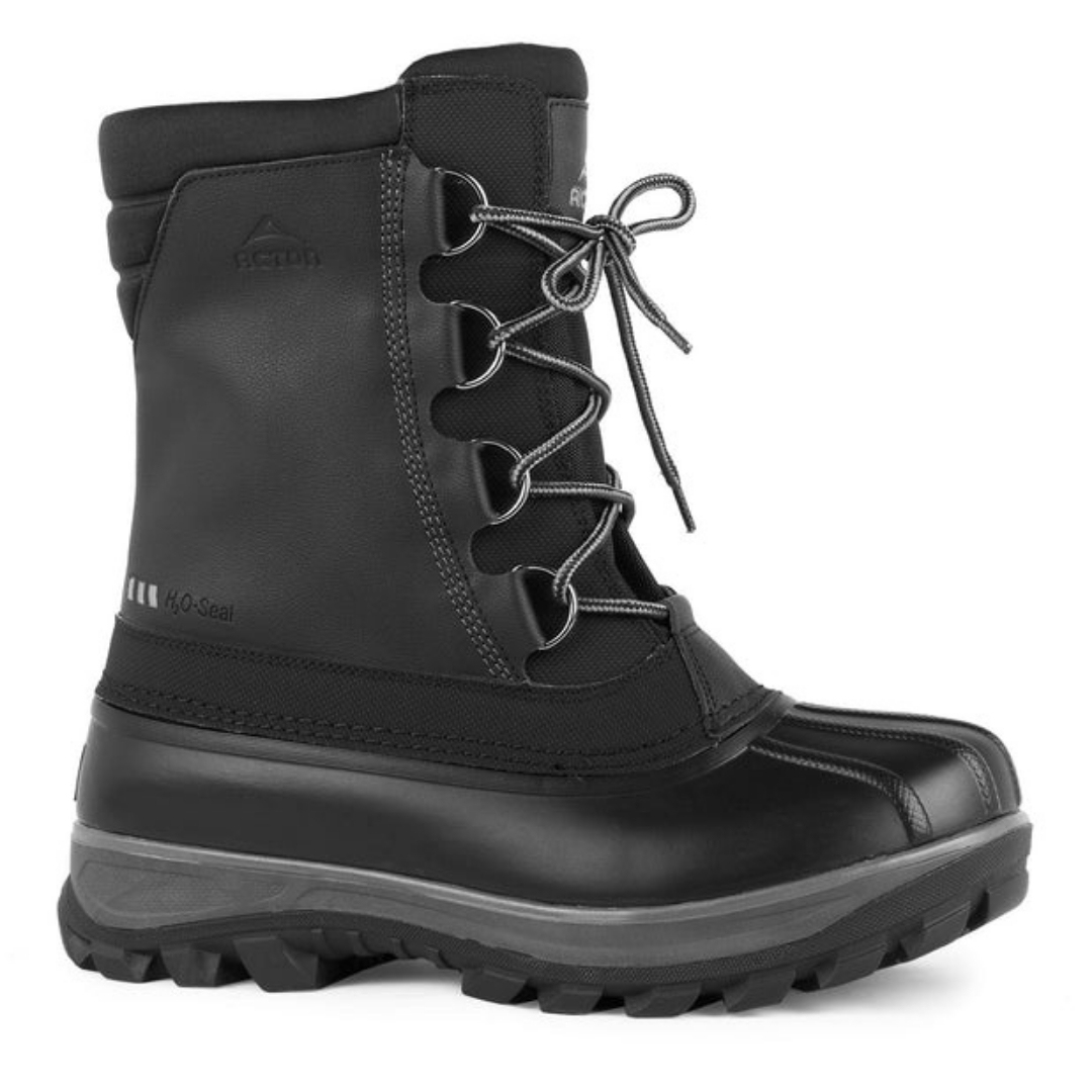 BOTTE D'HIVER ACTON YUKON POUR HOMME couleur black vue du profil droit de la botte droite à lacet