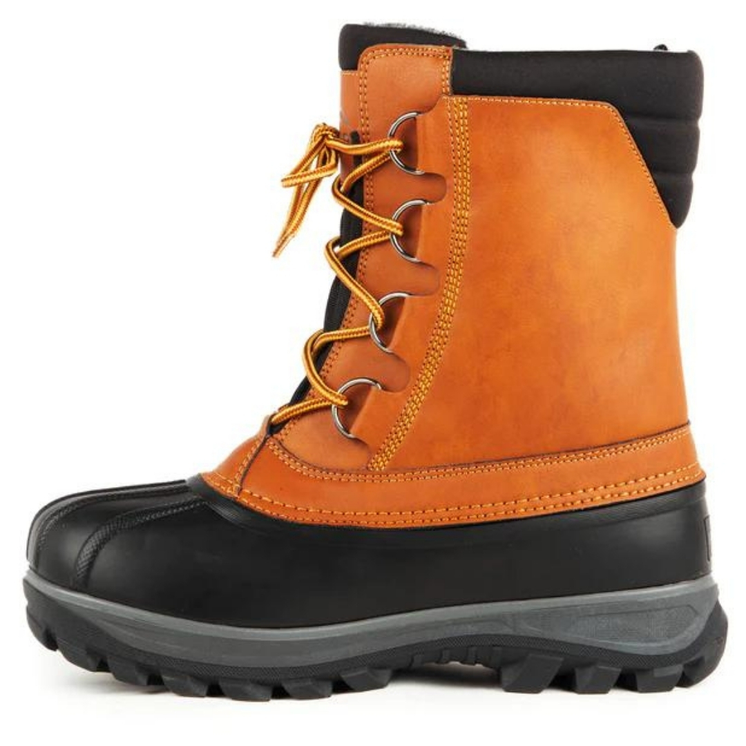 BOTTE D'HIVER ACTON YUKON POUR HOMME couleur M12-TAN vue du profil gauche de la botte droite avec chausson amovible