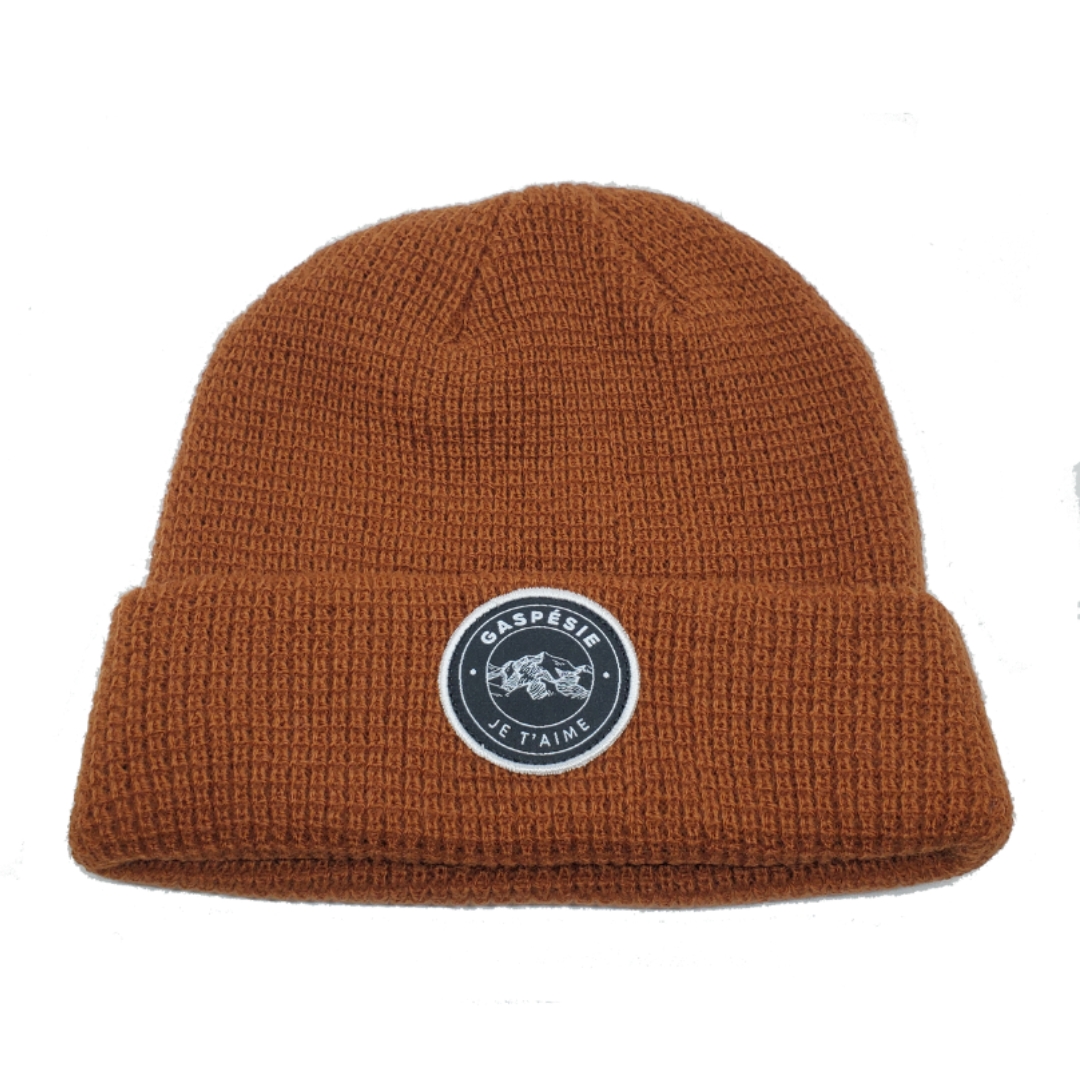 TUQUE WHEELHOUSE GASPÉSIE JE T'AIME LOGO MONTAGNE CERCLE UNISEXE ADULTE TEXAS ORANGE