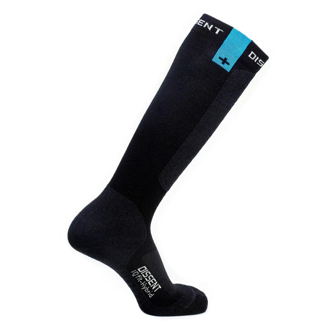 BAS DE COMPRESSION DISSENT IQ FIT HYBRID couleur noir, grsi charcoal, blanc et bleu vue globale du bas