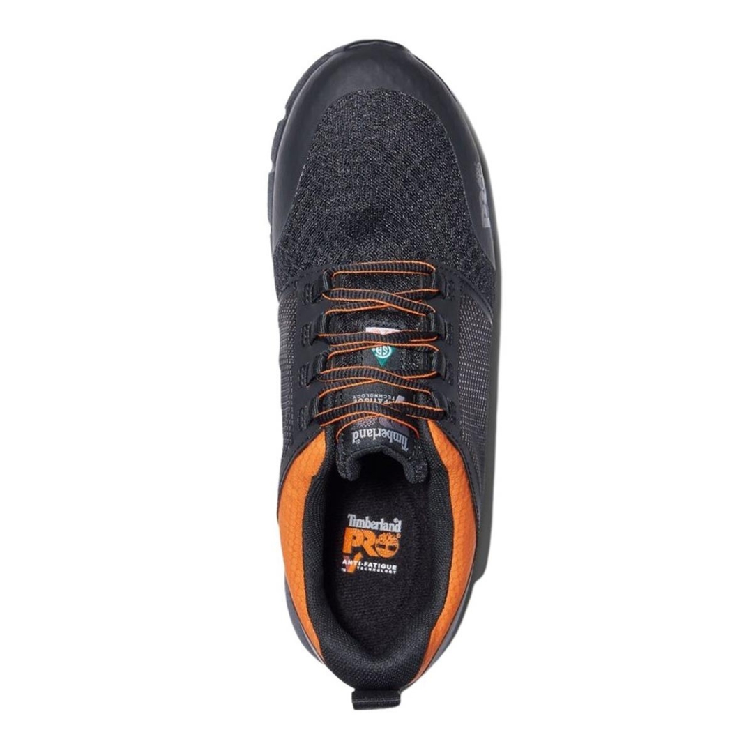 CHAUSSURE DE SÉCURITÉ TIMBERLAND PRO RADIUS CSA POUR HOMME couleur black vu de la chaussure noire et orange du dessus