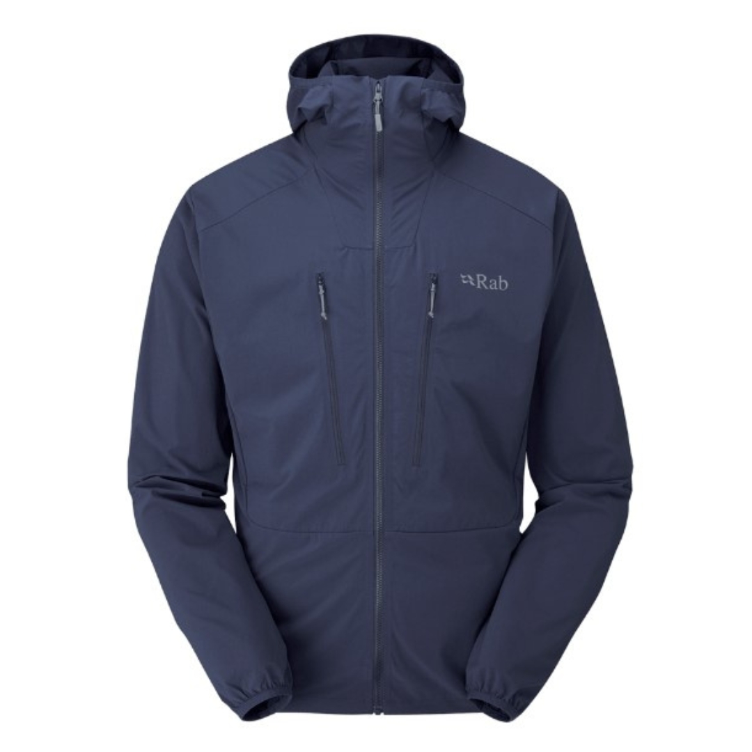 MANTEAU RAB BOREALIS POUR HOMME couleur deep ink manteau bleu marin avec logo rab et détails bleu pale