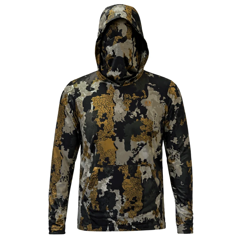 Sweat à capuche à manches longues CHANDAIL ZODIAK CAMO, motif camouflage, avec masque intégré.