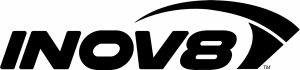 L'image montre le logo INOV8 en caractères noirs gras, avec un arc stylisé au-dessus et se terminant par une forme triangulaire près de la lettre "8".