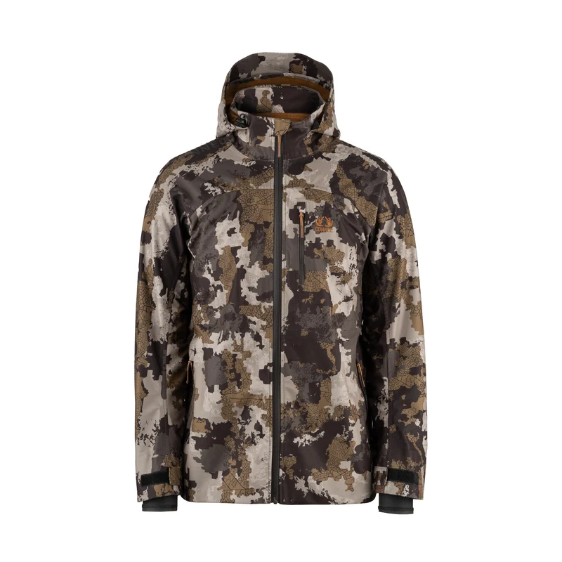 Veste de camouflage à capuche MANTEAU SLIKKE XT, dotée d'une fermeture éclair sur le devant et d'une poche poitrine.