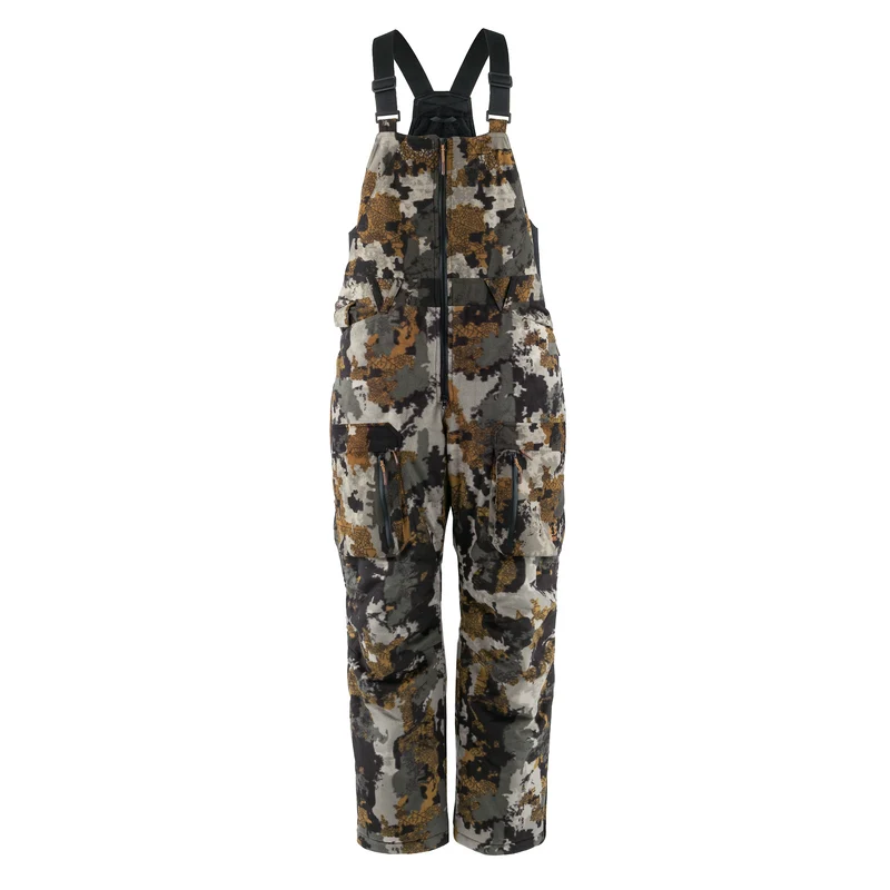PANTALON DE CHASSE CONNEC INDUCTION II POUR HOMME : salopette de chasse camouflage avec bretelles noires et poches zippées.