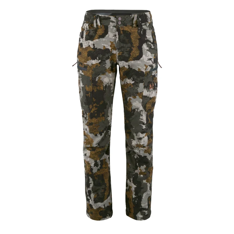 PANTALON BIOME FEMME : pantalon utilitaire camouflage doté de poches cargo latérales et d'une fermeture à boutons et à glissière.