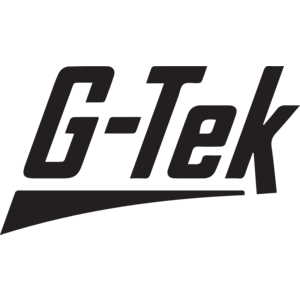L'image présente un logo noir stylisé et audacieux, avec le texte «&nbsp;G-Tek&nbsp;» et un swoosh s'étendant en bas à gauche du «&nbsp;G&nbsp;» sous le texte. Le fond est transparent.