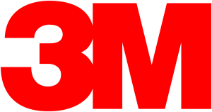L'image montre le logo de la société 3M avec des lettres majuscules et des chiffres en gras et rouges formant « 3M » sur un fond transparent.