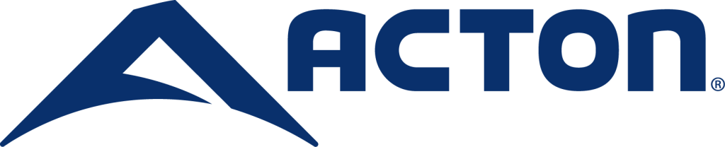 L'image montre le logo d'ACTON avec un "A" bleu stylisé à gauche et le mot "ACTON" en lettres bleues grasses à droite.