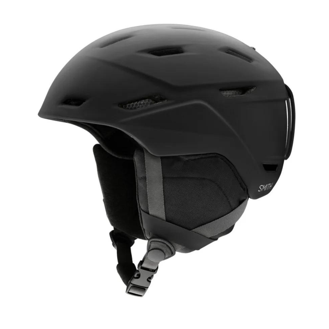 CASQUE DE SKI ALPIN SMITH MISSION POUR ADULTE COULEUR MATTE BLACK VU DU CASQU ENOIR DE PROFIL GAUCHE