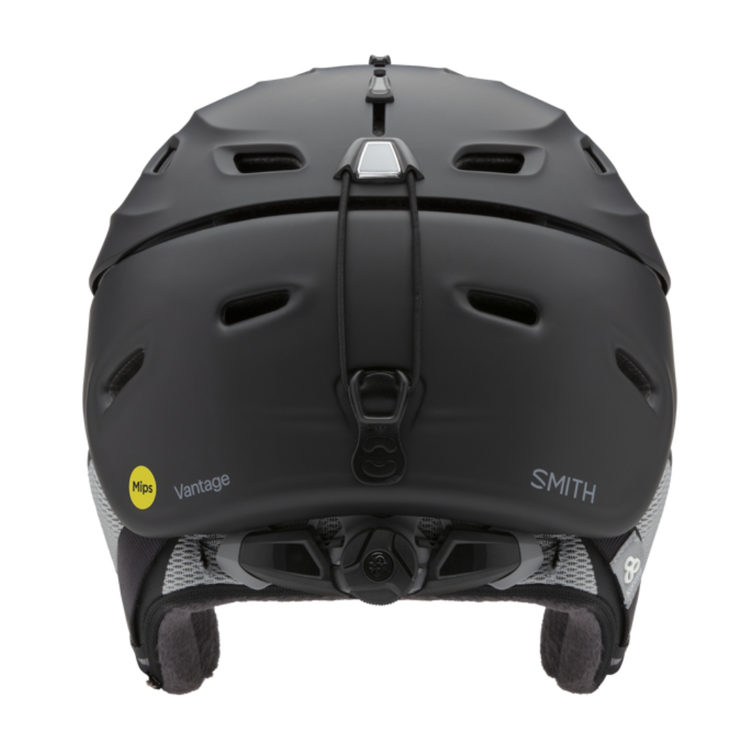 CASQUE DE SKI ALPIN SMITH VANTAGE MIPS POUR FEMME COULEU MATTE BLACK VU DU CASQUE NOIR MAT DE DOS