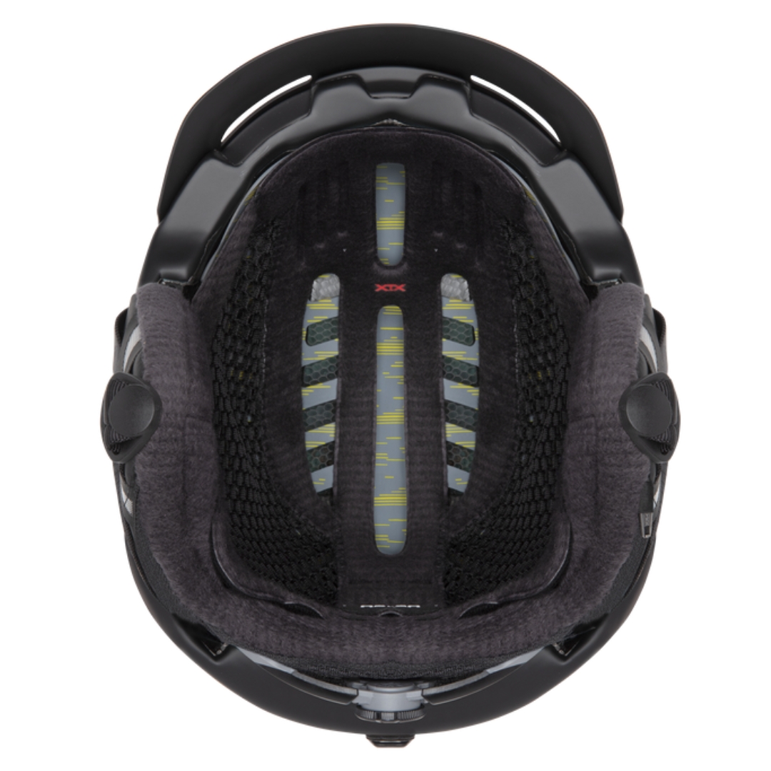 CASQUE DE SKI ALPIN SMITH VANTAGE MIPS POUR FEMME COULEU MATTE BLACK VU DU CASQUE NOIR MAT DE L'INTÉRIEUR