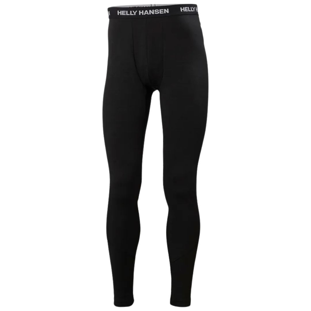 Legging thermique noir avec logo « Helly Hansen » sur la ceinture, conçu pour offrir chaleur et confort. Le legging a une coupe ajustée, couvrant de la taille à la cheville.