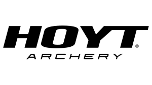 L'image montre le logo de Hoyt Archery avec "HOYT" en lettres noires majuscules au-dessus du mot "ARCHERY" dans une police plus petite et espacée sur un fond blanc.