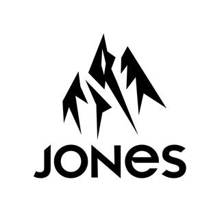 Logo noir représentant des pics montagneux stylisés au-dessus du mot "JONES" en lettres majuscules modernes et grasses sur fond blanc.