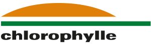 Logo comportant un demi-cercle orange au-dessus d'une ligne verte horizontale, avec le mot « chlorophylle » en lettres minuscules noires en gras en dessous.