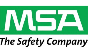 Logo MSA vert et blanc avec le texte "The Safety Company" en noir en dessous.