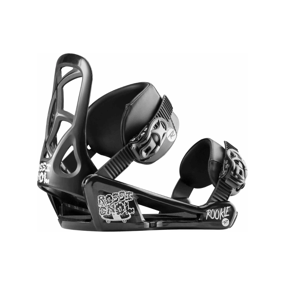 fixation planche à neige rossignol rookie pour enfant small noir et blanche