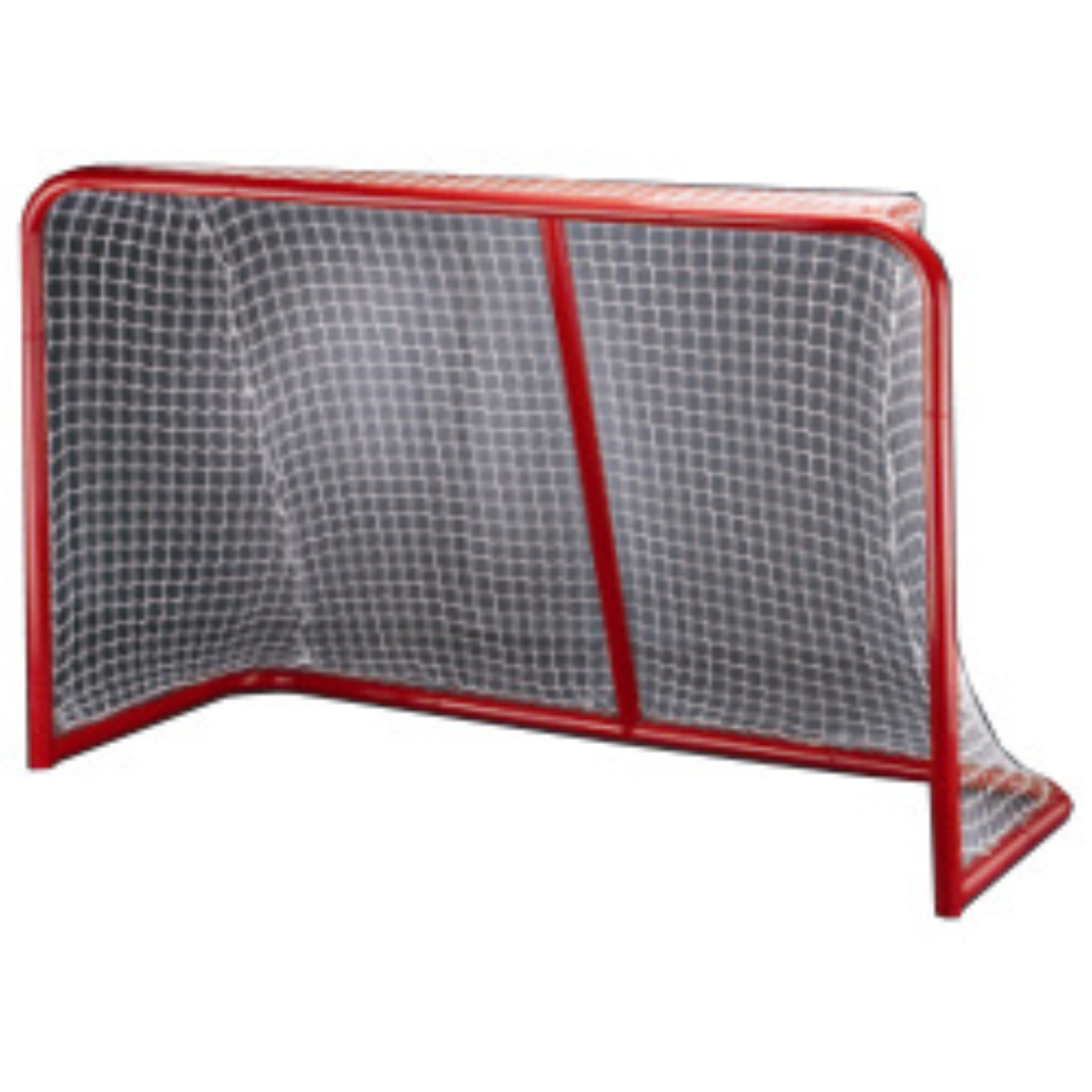 Le BUT HOCKEY 72X4 ROUGE est un but de hockey en métal rouge doté d'un filet blanc. Ses coins supérieurs arrondis et ses bases plates assurent la stabilité. Le filet solidement fixé forme une forme rectangulaire idéale pour divers jeux de hockey.