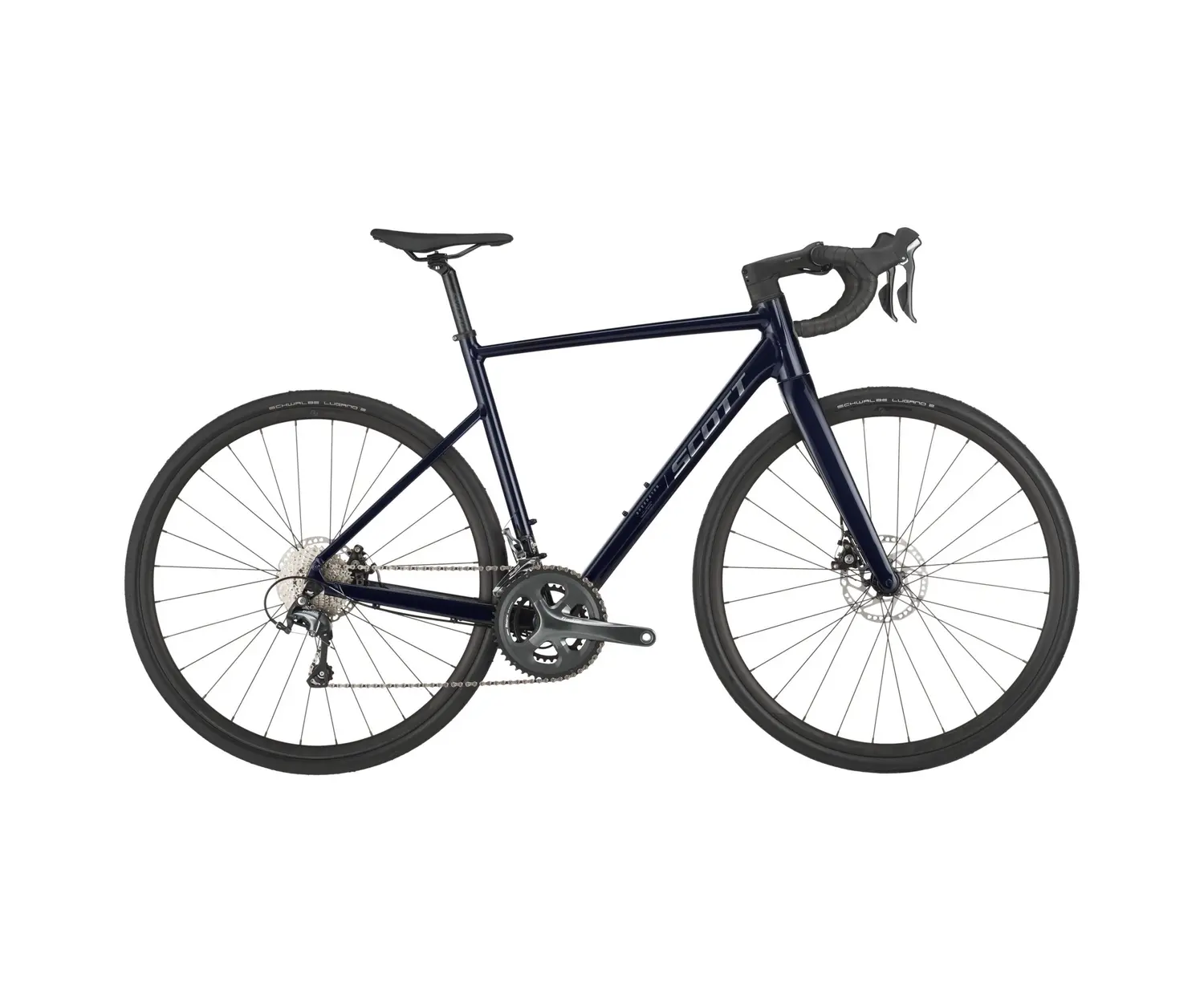 Le SPEEDSTER 20 est un vélo de route bleu foncé, avec un guidon plongeant, des pneus fins, des freins à disque et un cadre léger, présenté de côté sur un fond blanc.