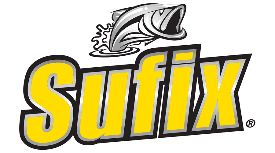 Logo comportant le mot « Sufix » en lettres jaunes grasses avec un contour noir et un poisson stylisé sautant hors de l'eau au-dessus du texte.