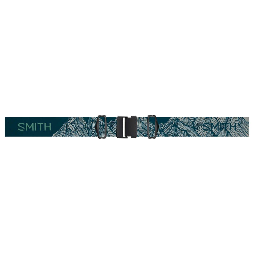 LUNETTE DE SKI ALPIN SMITH OPTICS I/O MAG POUR ADULTE couleur AC | BOBBY BROWN/CHROMAPOP SUN GREEN MIRROR VUE DE LA BANDE ÉLASTIQUE BLEU TURQUOISE FONCÉ ET CRÈME